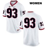 Women's Georgia Bulldogs NCAA #93 Bill Rubright Nike Stitched White Authentic No Name College Football Jersey DWJ0354CF